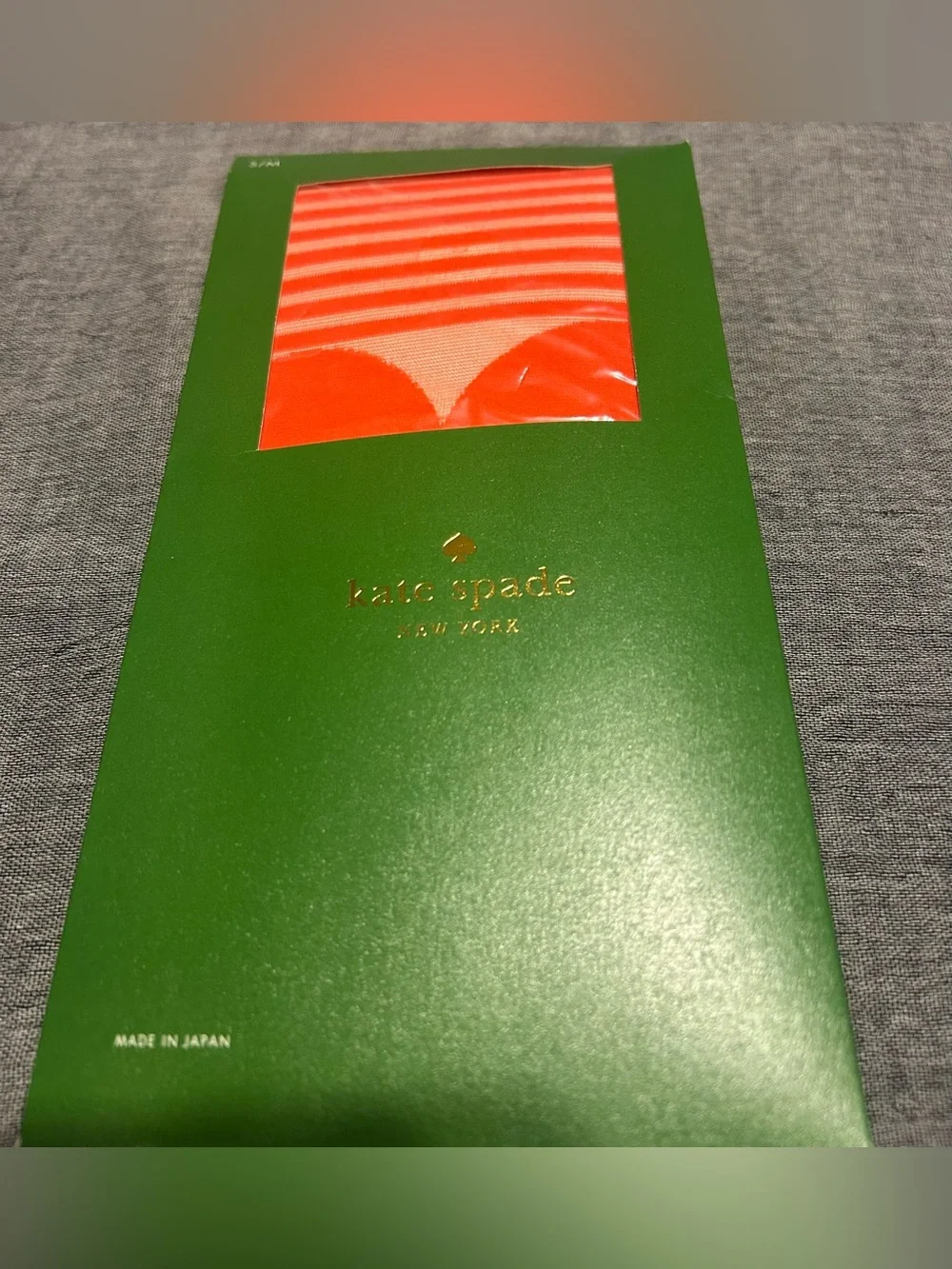 kate spade  Bright Orange  Striped Hosiery Tight Pompell S/M Japan